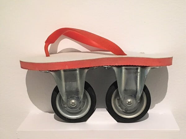 Michael Lindeman's artwork Thong on Wheels. On view in the exhibition  'Space YZ' at Campbelltown Arts Centre